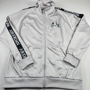 Nike Air Jordan Zip Up Jacket Gray and Black Size Large Stripes Logo